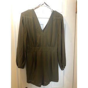 Naked zebra army green split sleeve romper